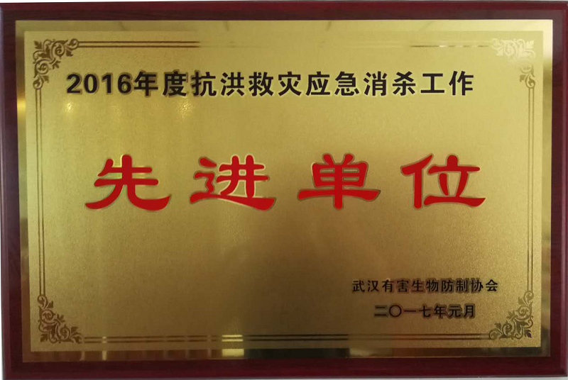 2016年度抗洪救灾应急消杀工作先进单位